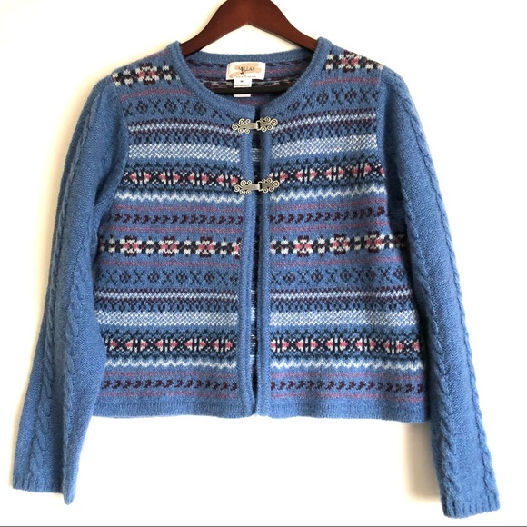 Sweaters - Vtg Millar Lambswool Mohair blue cardigan sweater medium